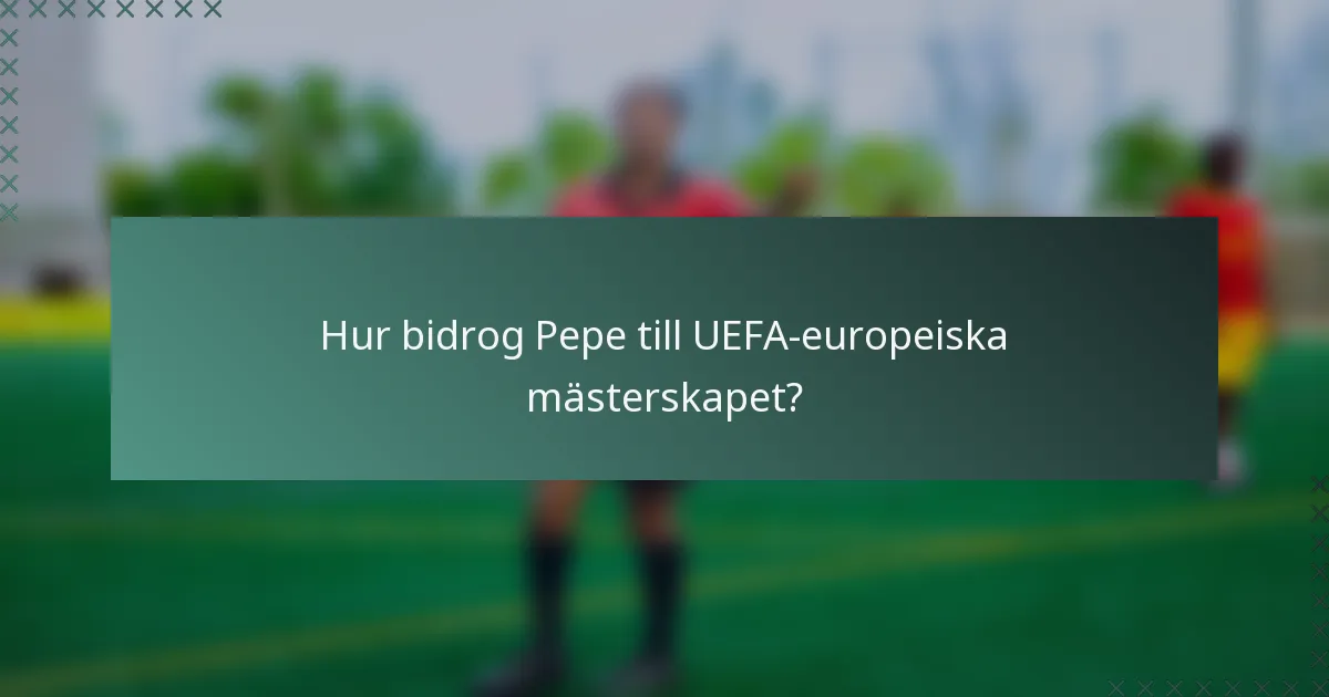 Hur bidrog Pepe till UEFA-europeiska mästerskapet?