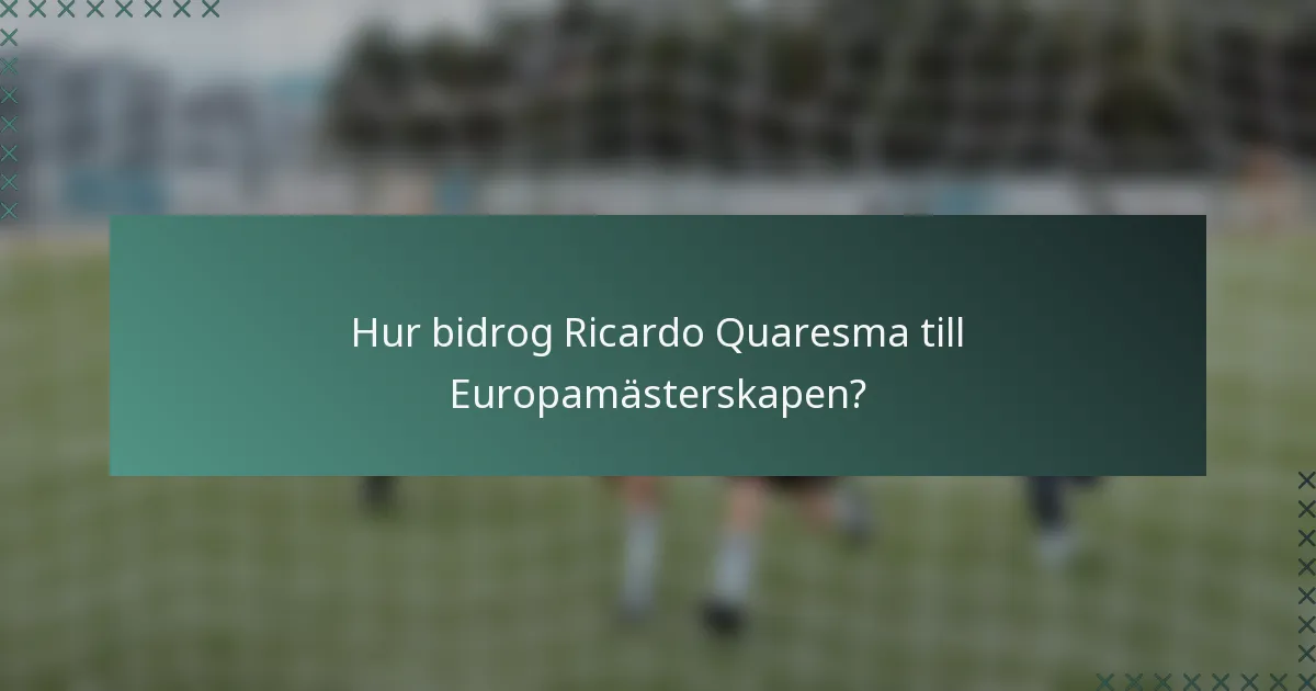 Hur bidrog Ricardo Quaresma till Europamästerskapen?