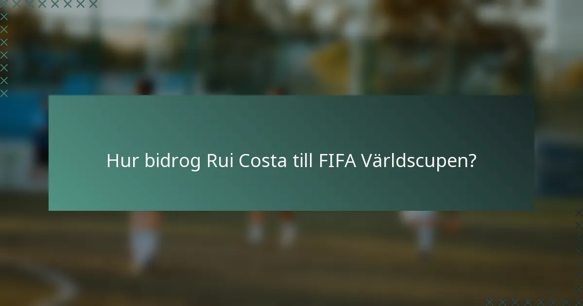 Hur bidrog Rui Costa till FIFA Världscupen?