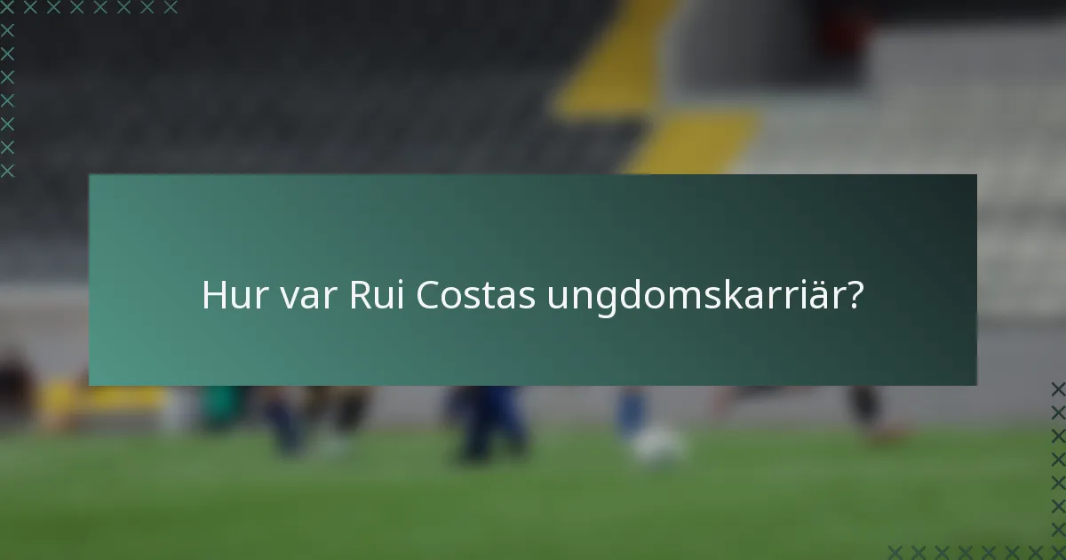 Hur var Rui Costas ungdomskarriär?