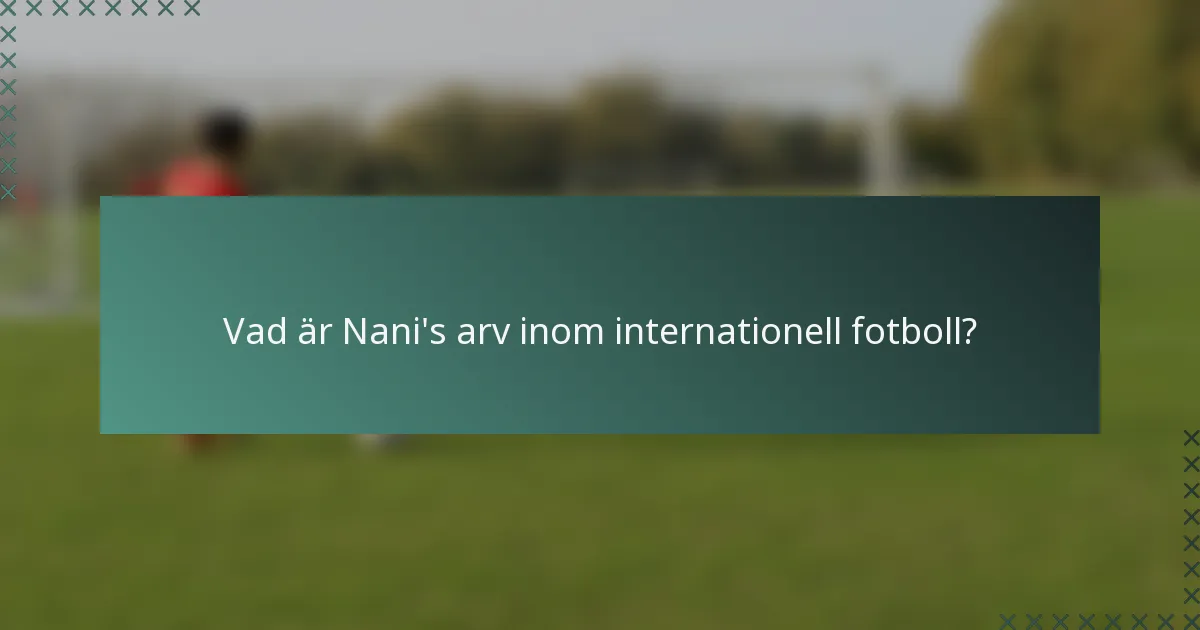 Vad är Nani's arv inom internationell fotboll?