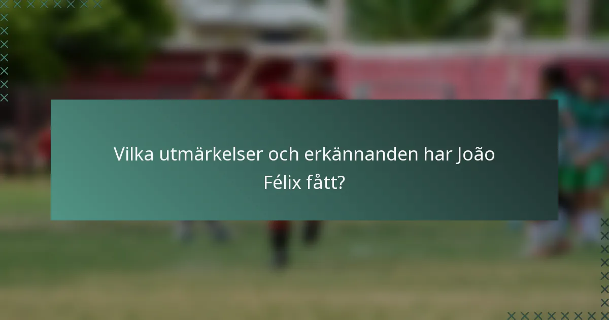 Vilka utmärkelser och erkännanden har João Félix fått?